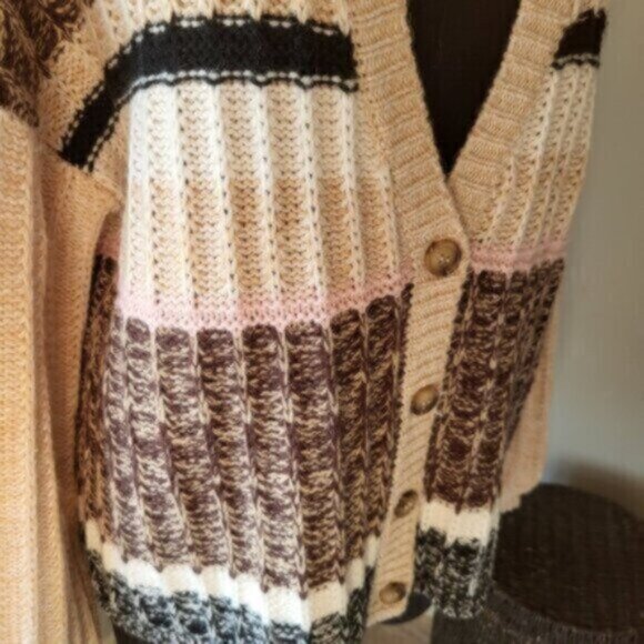 Soya Concept Puff Sleeve Oversized Cardigan Sweater NWT Sz Large - Picture 9 of 10